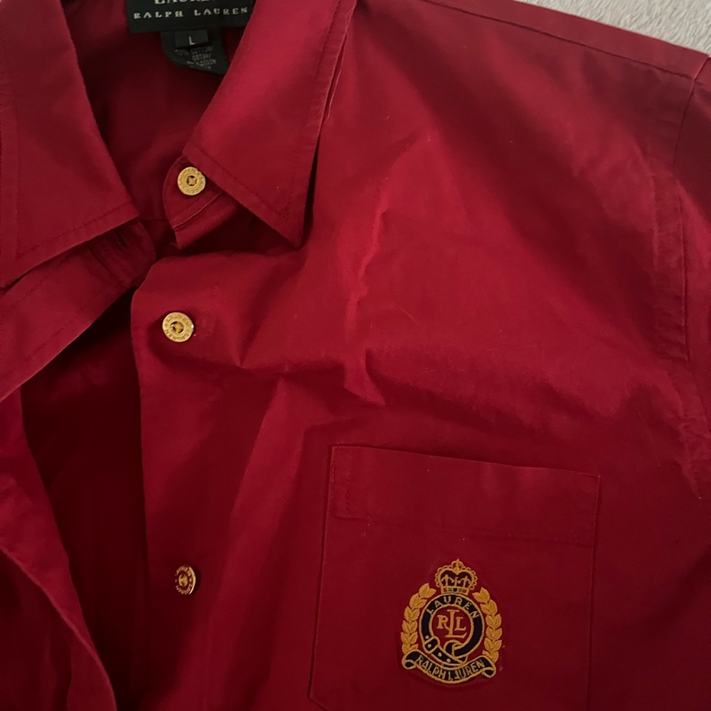 Ralph Lauren Dress shirt button Down Shirt Logo Large